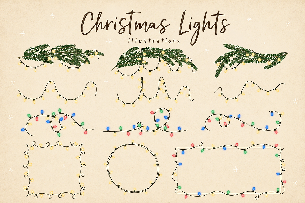 Christmas Decorations Illustrations, a Seasonal Illustration by Anna Studio (Photo 9 of 11)