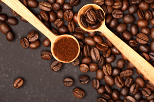 Freshly roasted coffee beans and