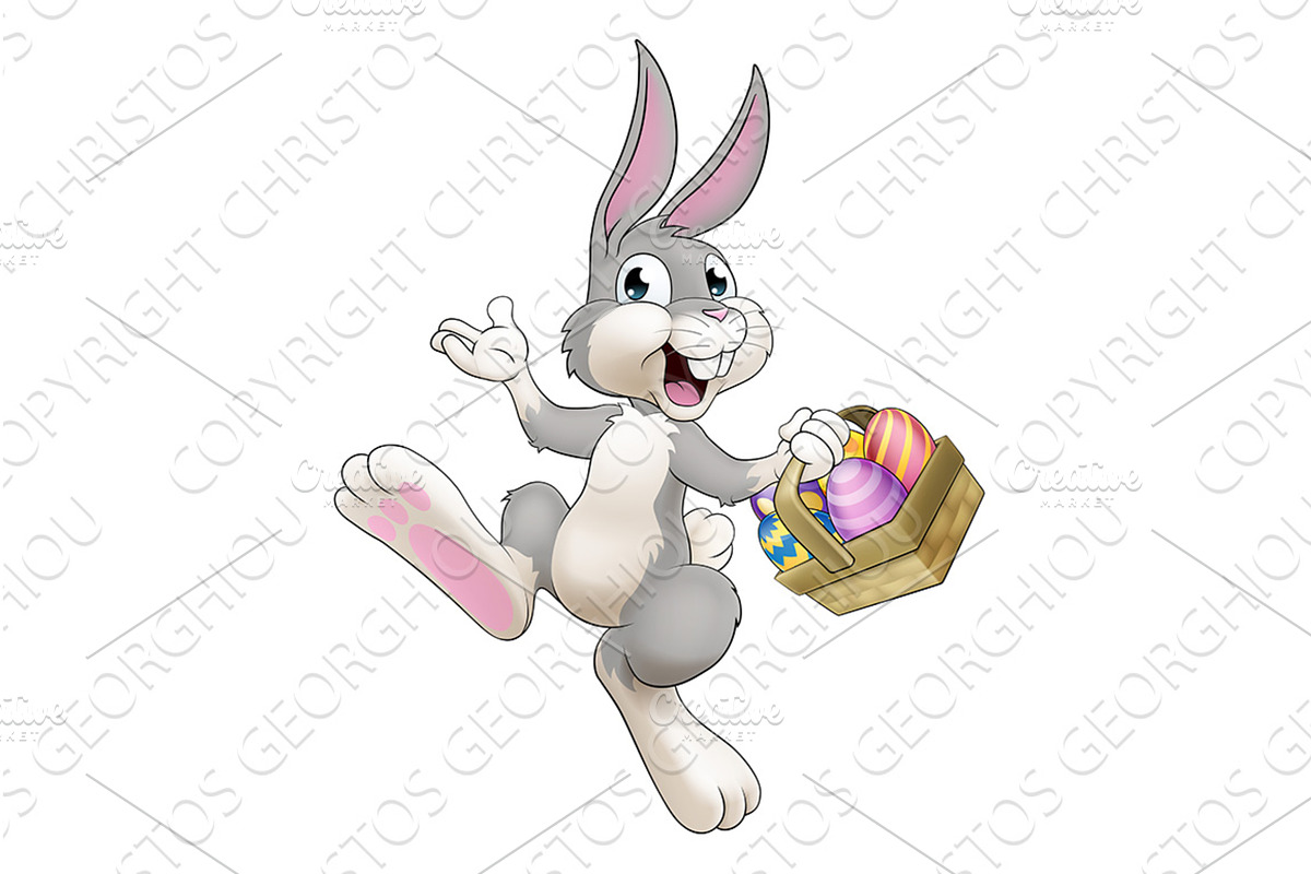 Easter Bunny Cartoon Rabbit With, an Illustration by Christos Georghiou