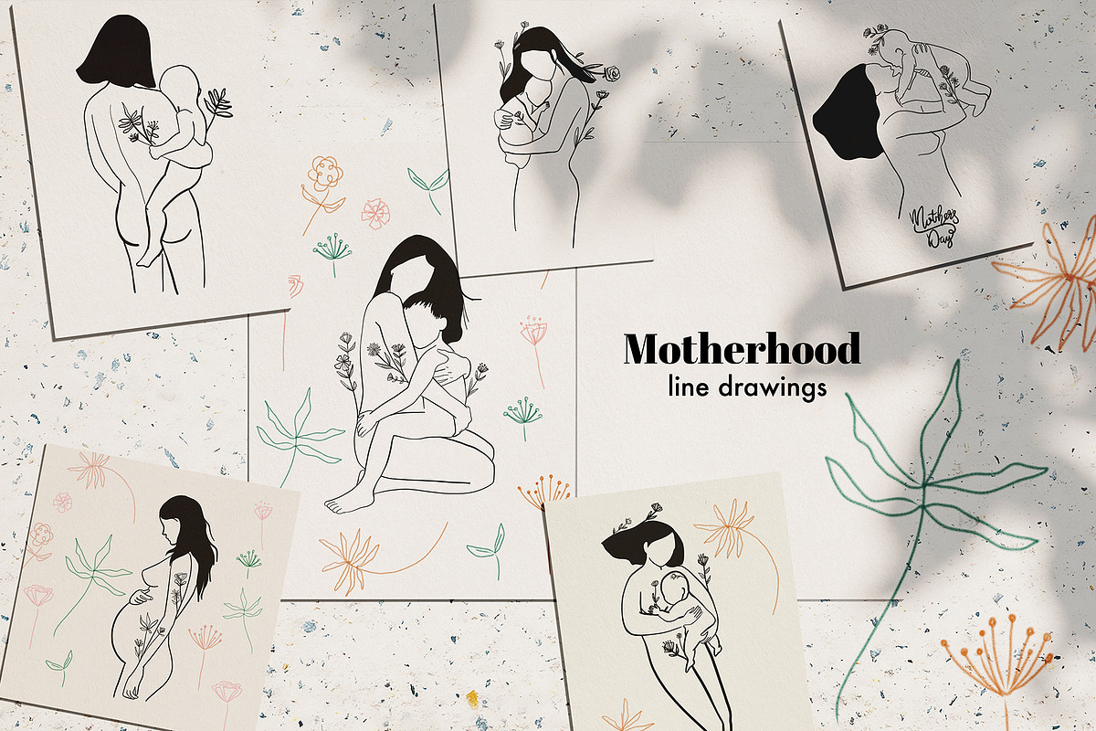 Motherhood line drawing bundle, an Illustration by Negative Space (Photo 1 of 5)