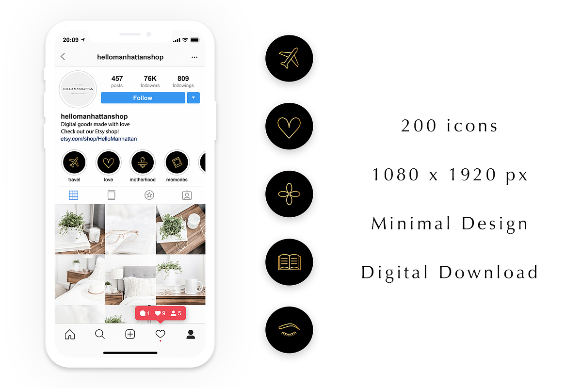 200 Instagram Story Highlight Icons, a Social Media Template by Blog&Glow (Photo 4 of 4)