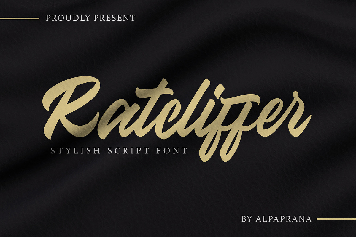 Ratcliffer - Modern Script Font, a Script Font by Alpaprana (Photo 1 of 12)