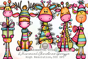 Whimsical Christmas Giraffe Clipart, an Illustration by Sublimation Artist (Thumbnail 1 of 6)
