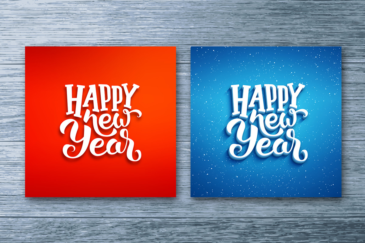 Happy New Year card with lettering, a Decorative Illustration by yurlick (Photo 2 of 4)