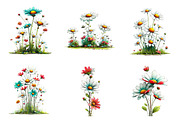 Whimsical spring daisy flower clipar, an Illustration by SinaCreation (Thumbnail 4 of 11)