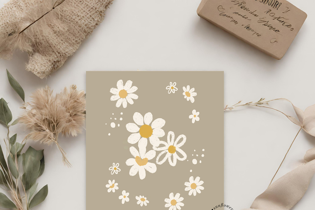 Boho Daisies watercolor Clipart, an Illustration by Sunflower Day Love (Photo 4 of 5)