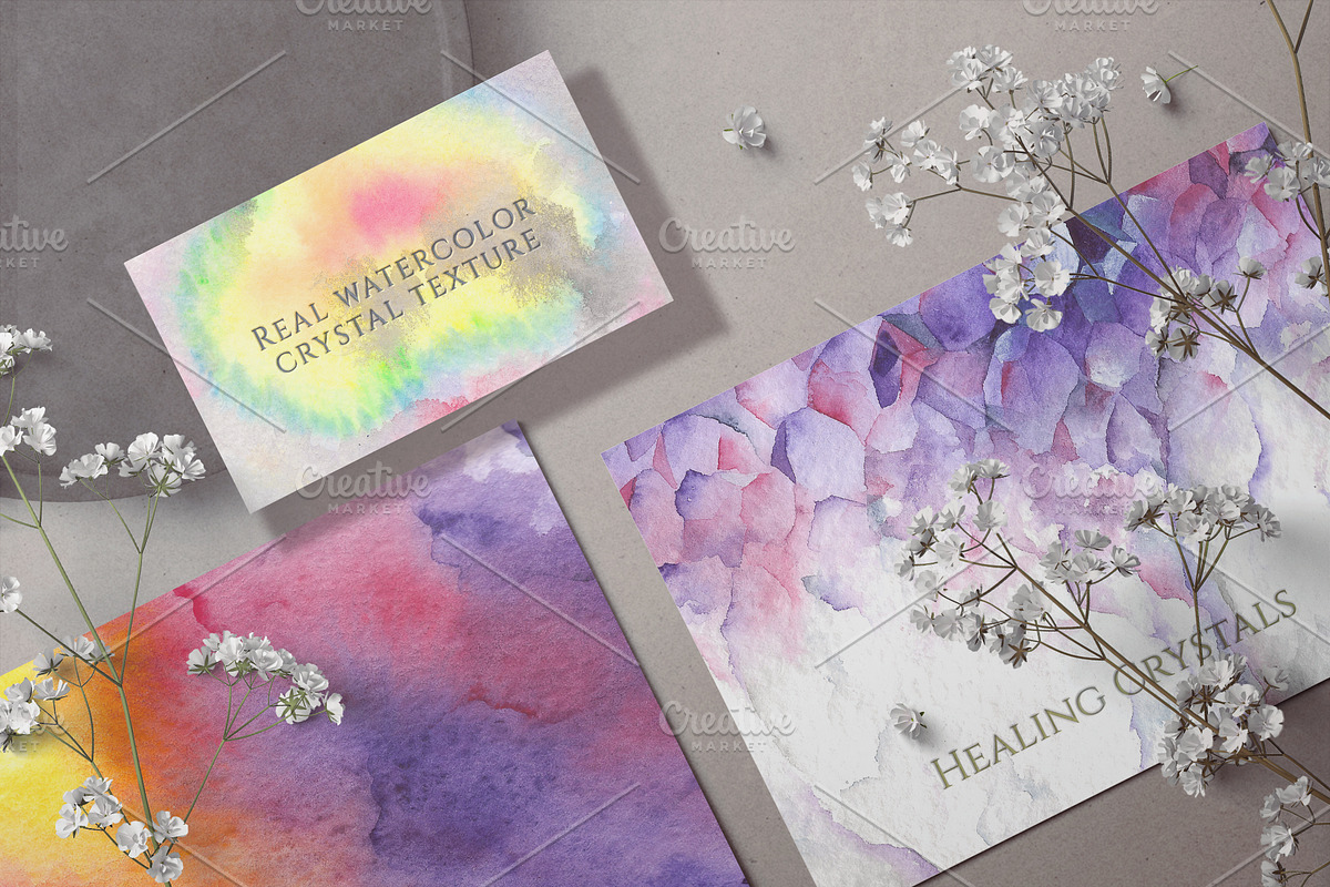 Watercolor crystals & chakra stones, a Texture Illustration by Alena Solonshchikova (Photo 2 of 9)