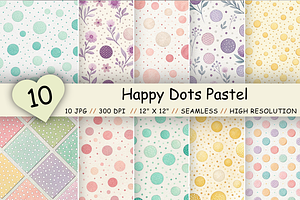 Happy Dots Pastel Digital Paper, a Pattern Graphic by FloridPrintables