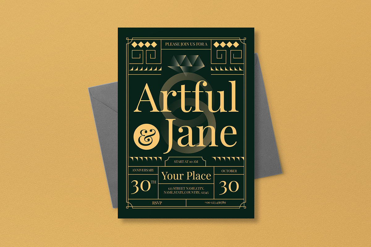 Green Anniversary Invitation, a Card Template by graphicook (Photo 2 of 3)