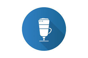 Latte Macchiato Flat Design Long Shadow Glyph Icon