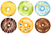 Set of watercolor delicious donuts, a Decorative Illustration by Nataliia Pyzhova (Thumbnail 3 of 7)
