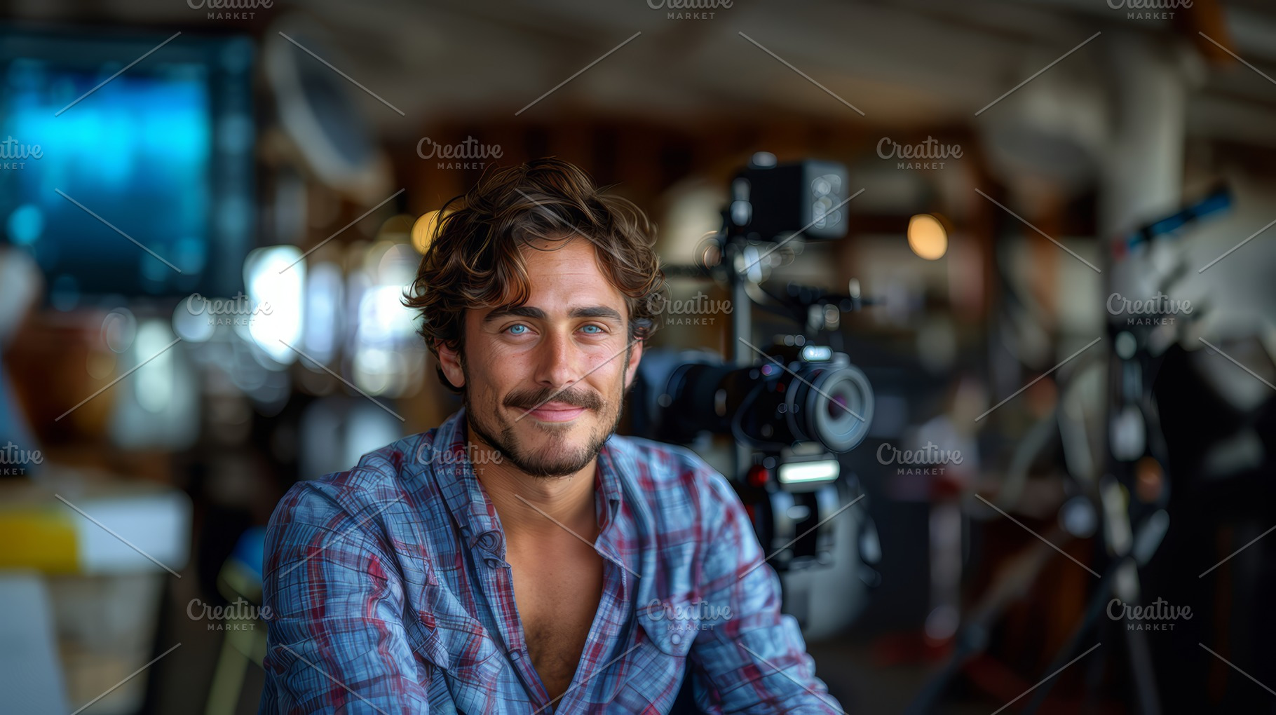 Young Man Smiling with Digital Camera in Indoor Studio Setting, a Photo by AS photostudio