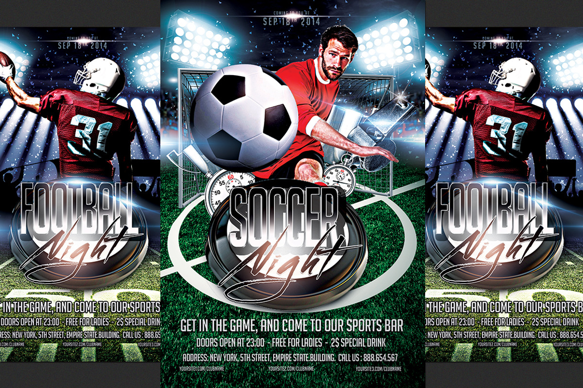 Football and Soccer Flyer, a Flyer Template by DSGraphicDesign (Photo 1 of 2)
