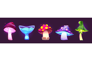 Glowing fantasy mushroom collection, an Object Illustration by art PVP - market