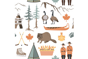 Seamless pattern with Canadian, an Object Illustration by Toltemara