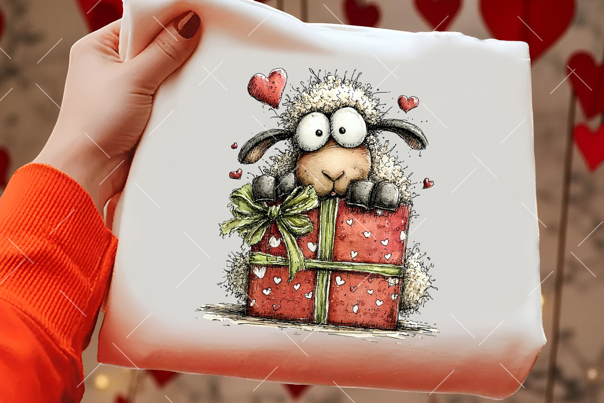 Whimsical Valentine Sheep Clipart, an Illustration by OK Design (Photo 6 of 6)