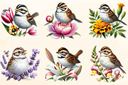 Spring Sparrow Bird Clipart, a Work Illustration by OK Design (Thumbnail 3 of 4)