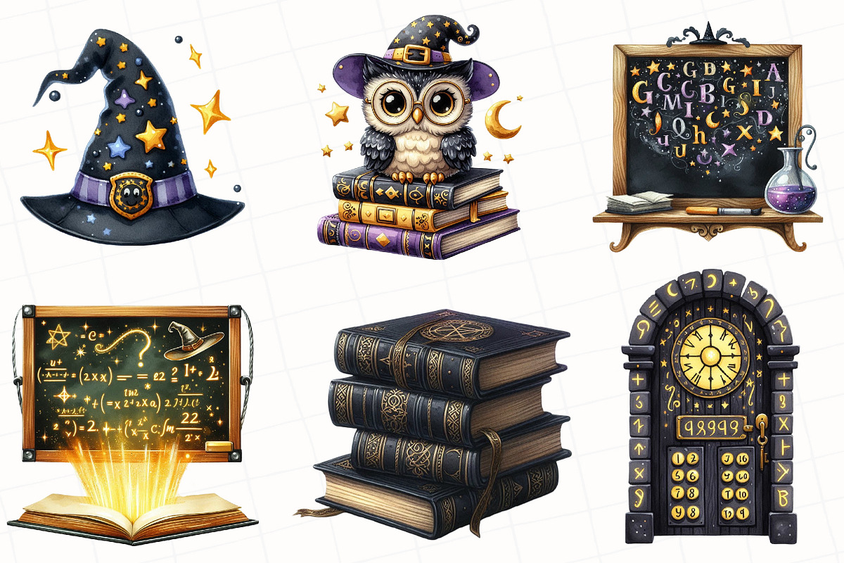 Watercolor Magic School Clipart, an Illustration by OK Design (Photo 4 of 5)