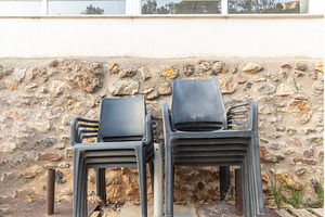 A group of Plastic black chair on, a Food & Drink Photo by Illustrations&photos