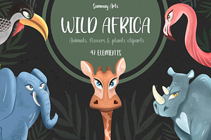 Wild Africa. Safari animals clipart