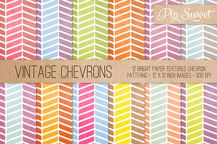 Vintage Chevrons 12 Pattern Set