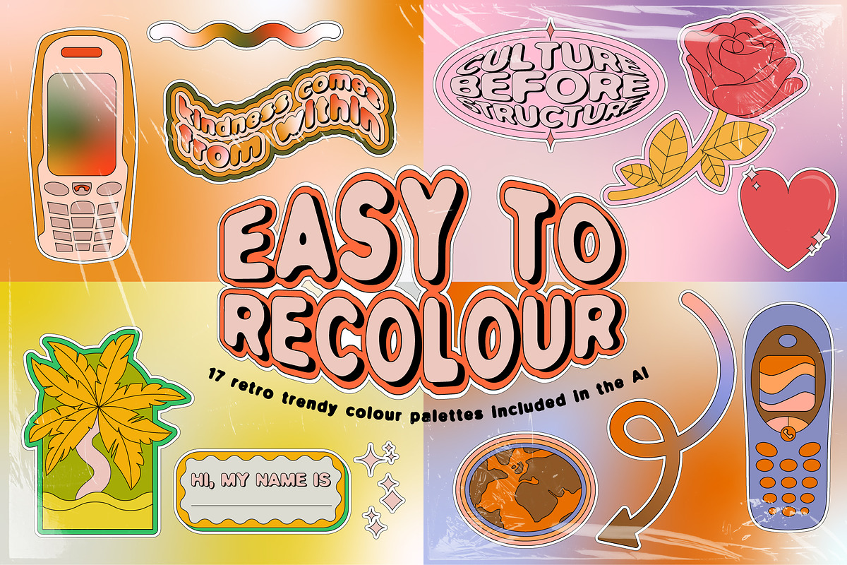 STICKERLAND 2000s Vector Set, an Object Graphic by angelainthefields (Photo 9 of 10)