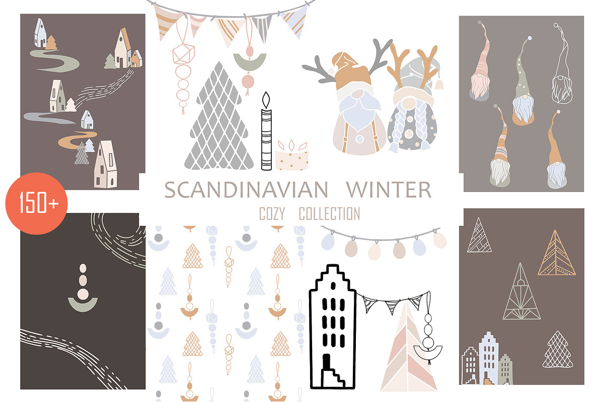Boho Scandi Christmas CLIPART, a Decorative Illustration by ArtOLB (Photo 1 of 8)