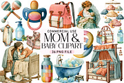 Mom & Baby Clipart Set, a Seasonal Illustration by Daily.Designs (Thumbnail 1 of 3)