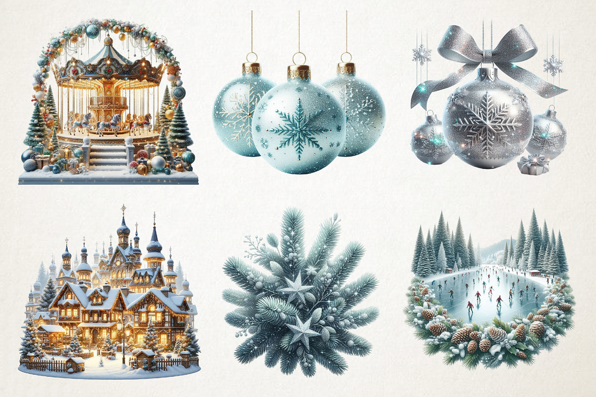 Festive Winter Wonderland Set, a Seasonal Illustration by RobertsArt (Photo 2 of 7)