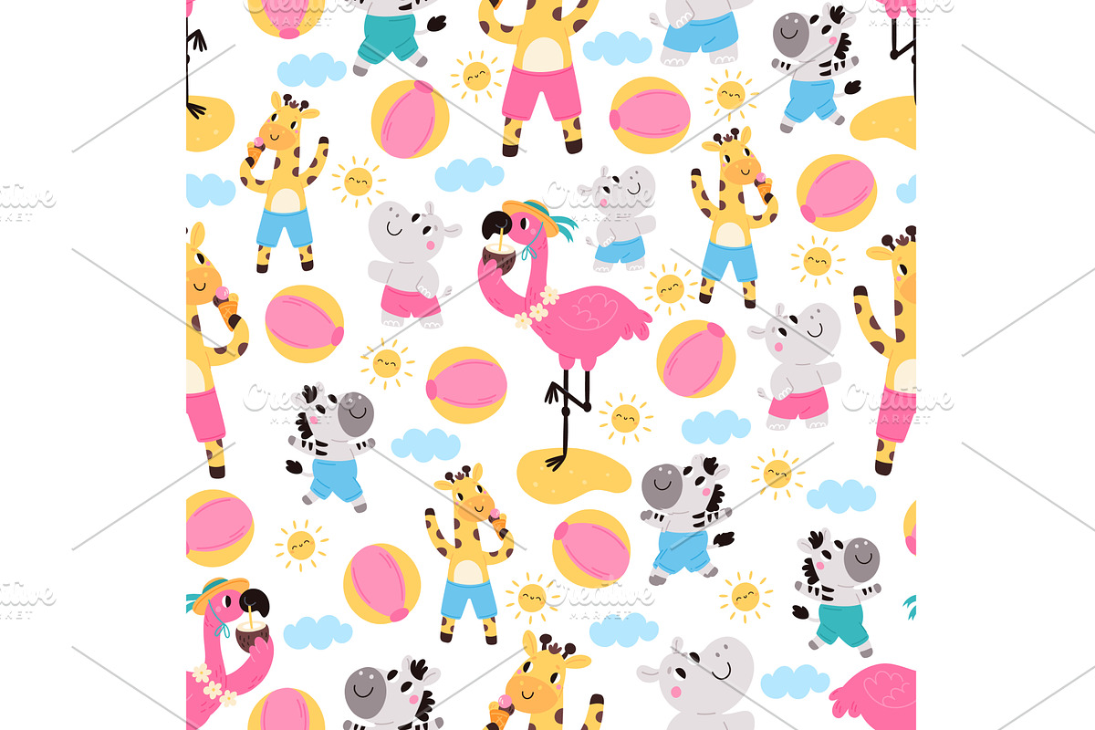 Cartoon animals seamless pattern, a Sport Illustration by Vectorbuum