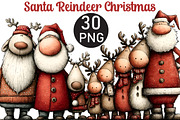 Santa Reindeer Christmas Clipart, an Illustration by Black Bird Studio (Thumbnail 1 of 6)