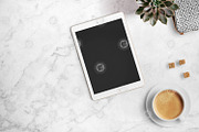 iPad with coffee + PSD 24-0005, an iPad Mockup by Garlic Friday Design (Thumbnail 4 of 5)
