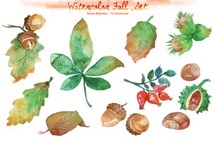 Watercolor Fall Set