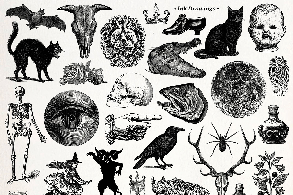 The Eerie Reverie Collage Pack, an Object Graphic by Dina Mae (Photo 10 of 13)