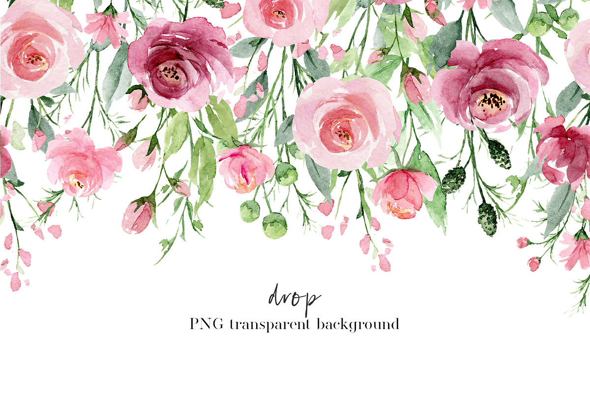 Watercolor flowers Pink & Marsala, an Illustration by Larisa Maslova (Photo 7 of 14)