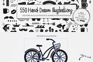 550 Hand Drawn Illustrations