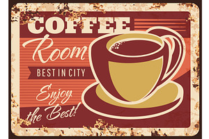 Coffee Room Vector Rusty Plate