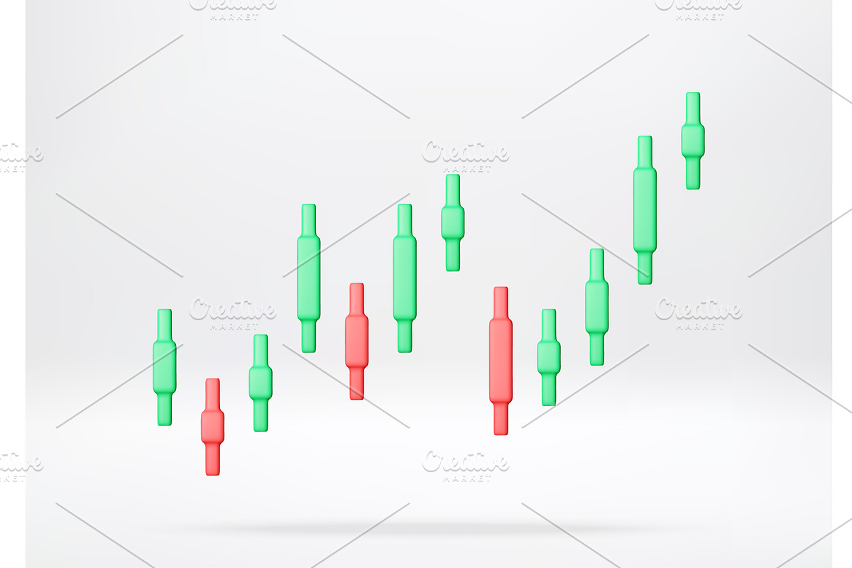 3D Green and red candlestick chart, a Finance Illustration by Abscent