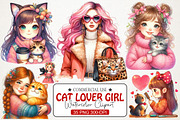 Cute Catlover Girl Clipart, an Illustration by RobertsArt (Thumbnail 1 of 7)