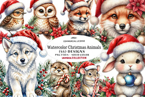 Watercolor Christmas Animals