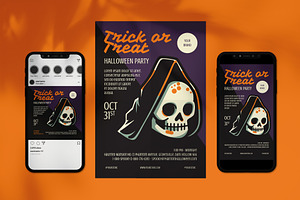 Halloween Poster + Social Media, a Social Media Template by Juru Rancang Graphic