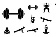 Fitness Workout Silhouette Icon Set, an Illustration by musafir_fashion (Thumbnail 43 of 51)
