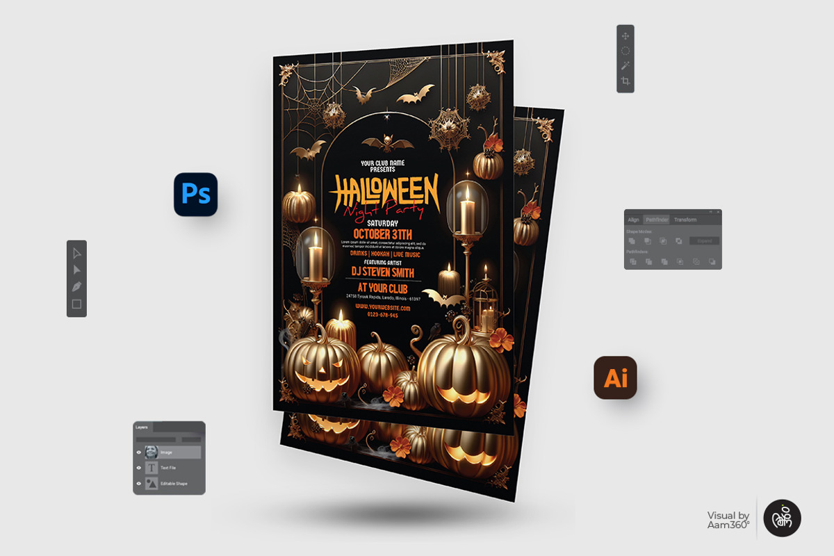 Halloween Party Flyer Template, a Flyer Template by Aam360 (Photo 2 of 3)