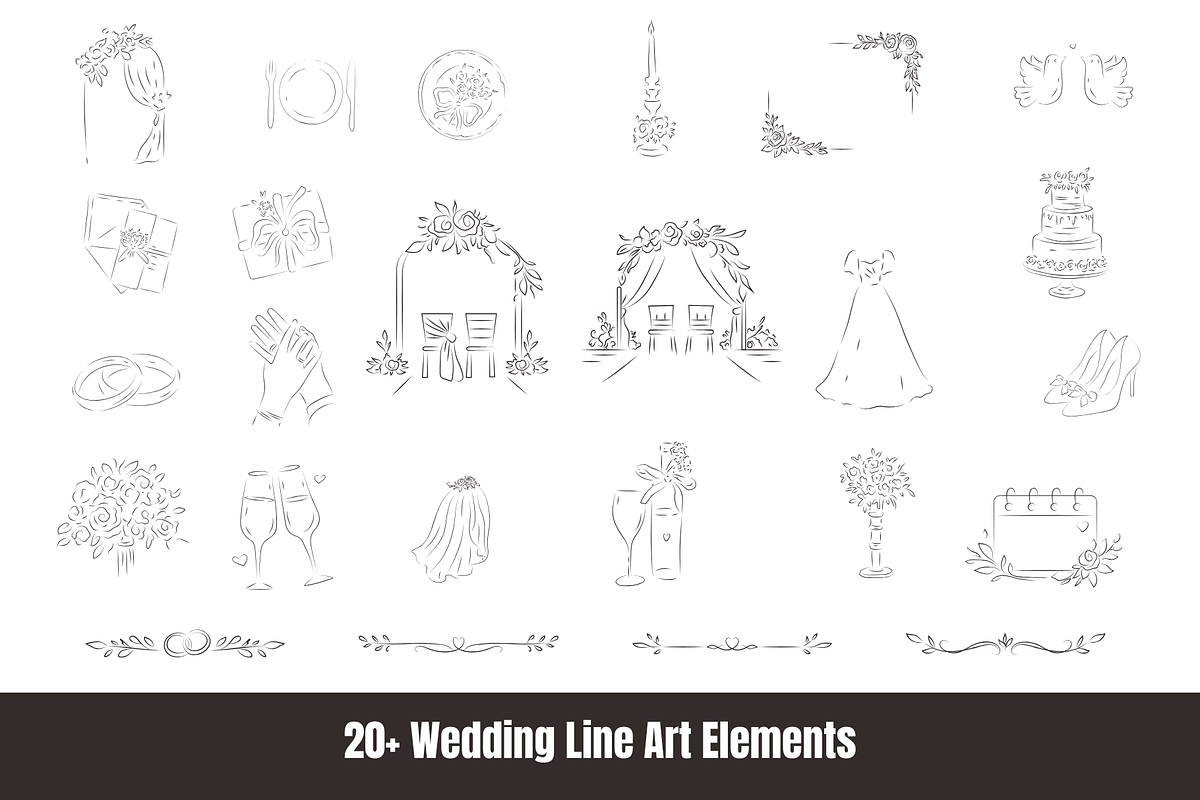 Wedding Essentials Line Art, a Decorative Illustration by ItsReksita Pattern (Photo 2 of 10)
