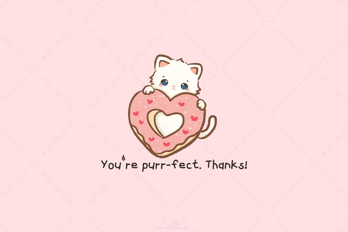 Kawaii Cat Valentine Dessert Clipart, an Animal Illustration by Blumensdiary (Photo 6 of 6)