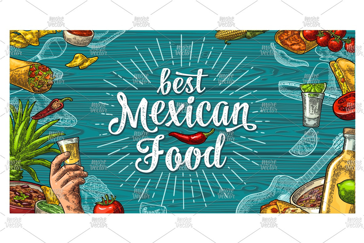Mexican Food and poster, a Food Illustration by MoreVector (Photo 6 of 7)