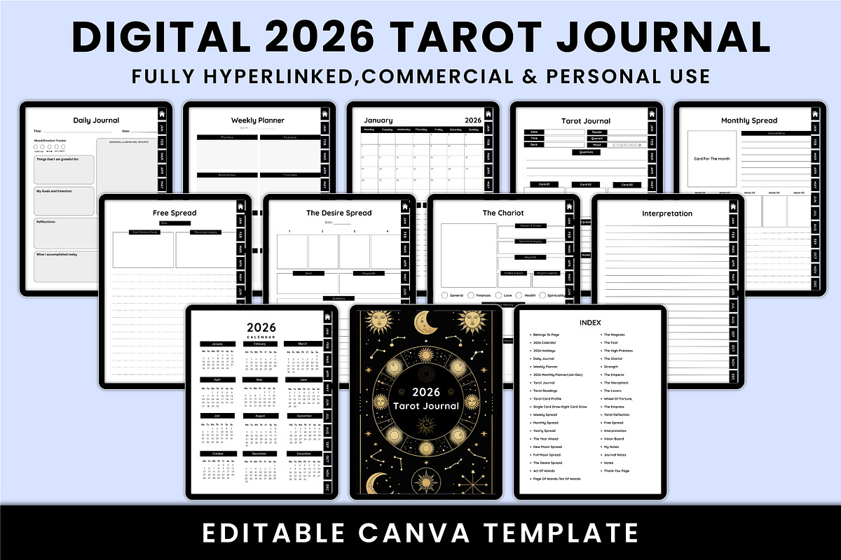 Digital 2026 Tarot Journal For KDP