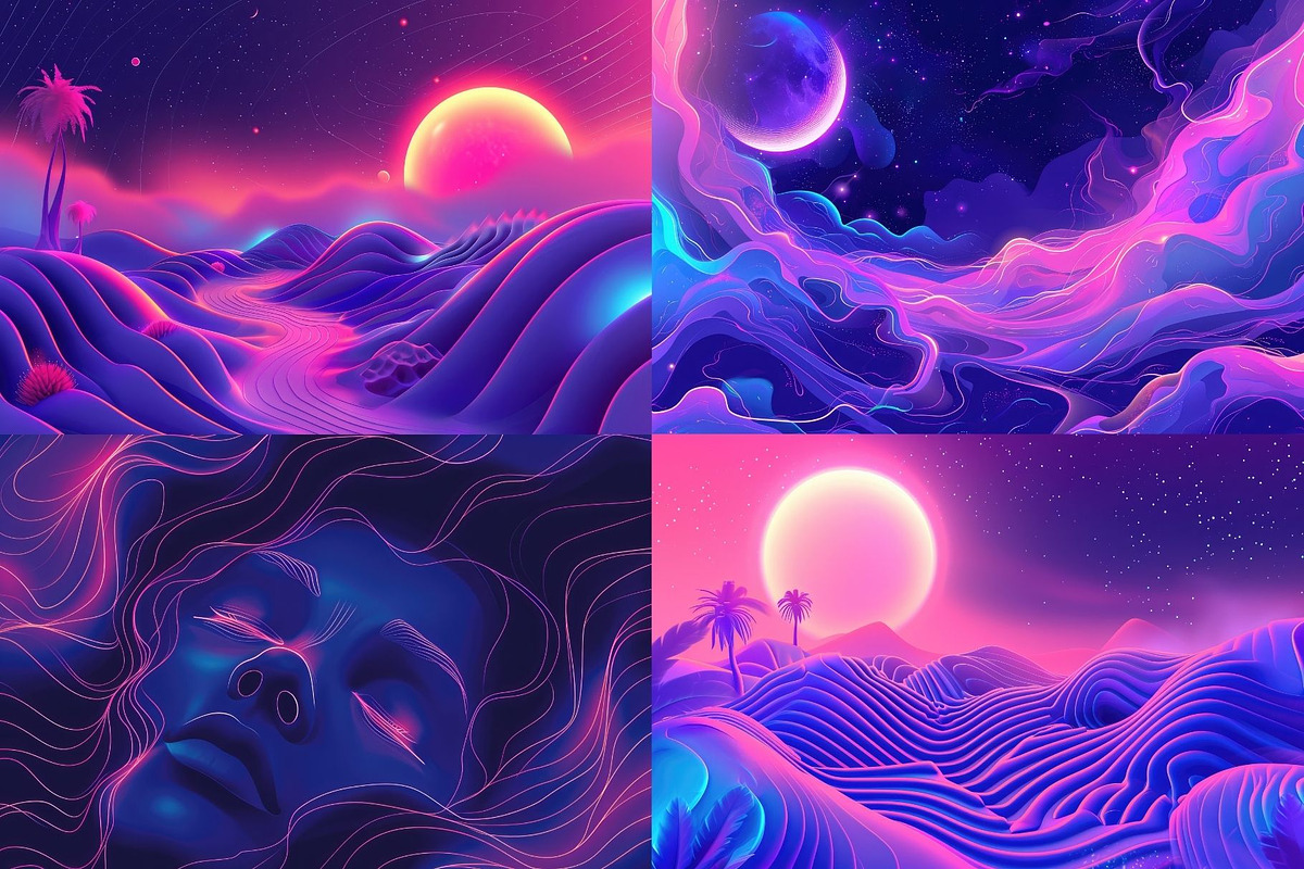 32 Ethereal Neon Dreamscapes, a Decorative Illustration by HipFonts (Photo 8 of 9)