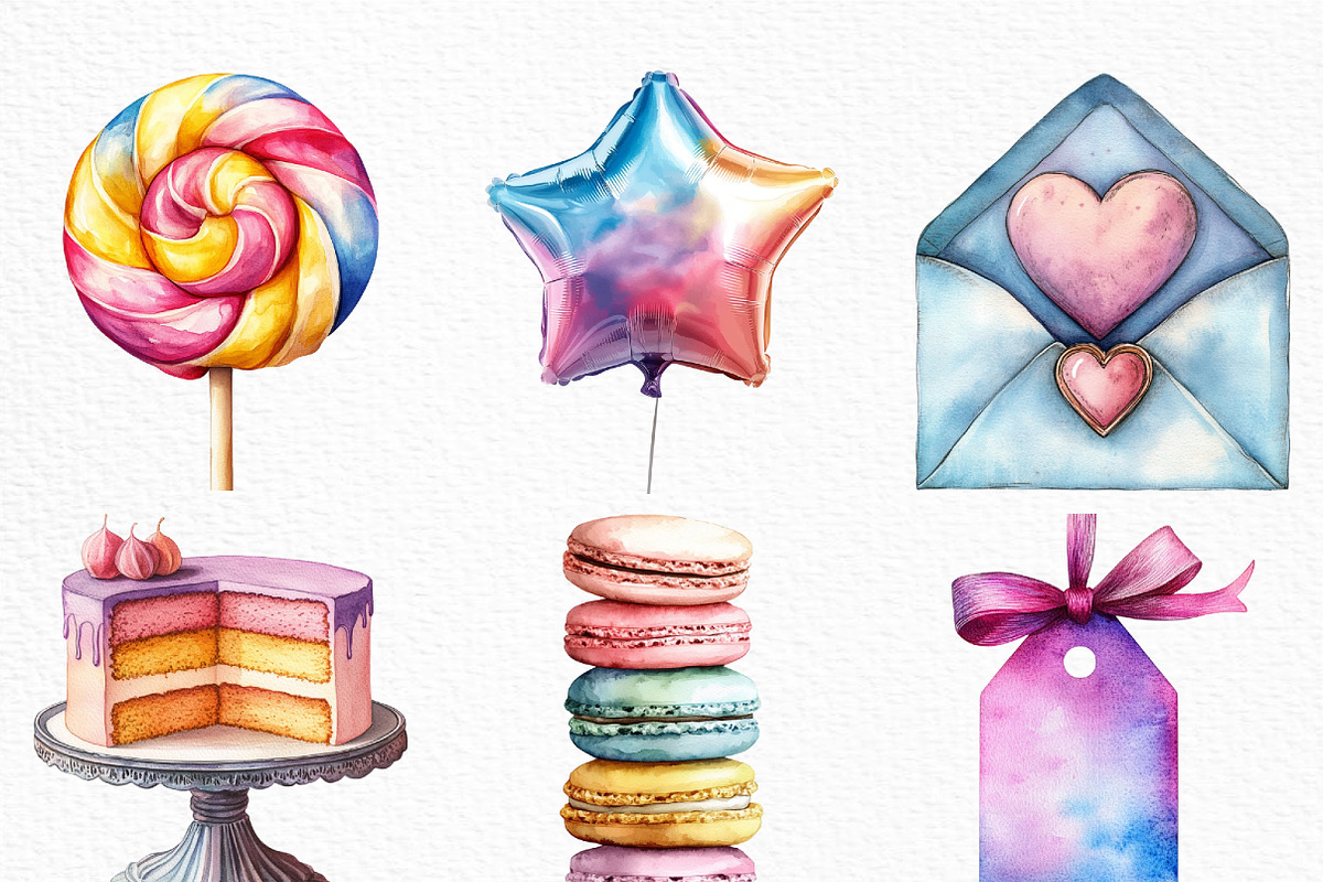 Happy Birthday Pastel Clipart, an Illustration by Craft Nest (Photo 3 of 6)