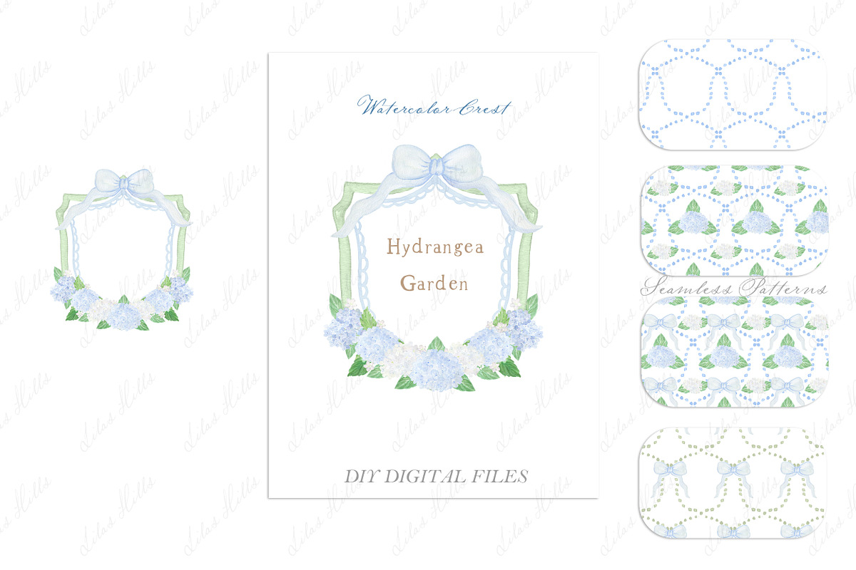 Hydrangea Family Watercolor Crest, a Graphic by LABFcreations (Photo 2 of 4)